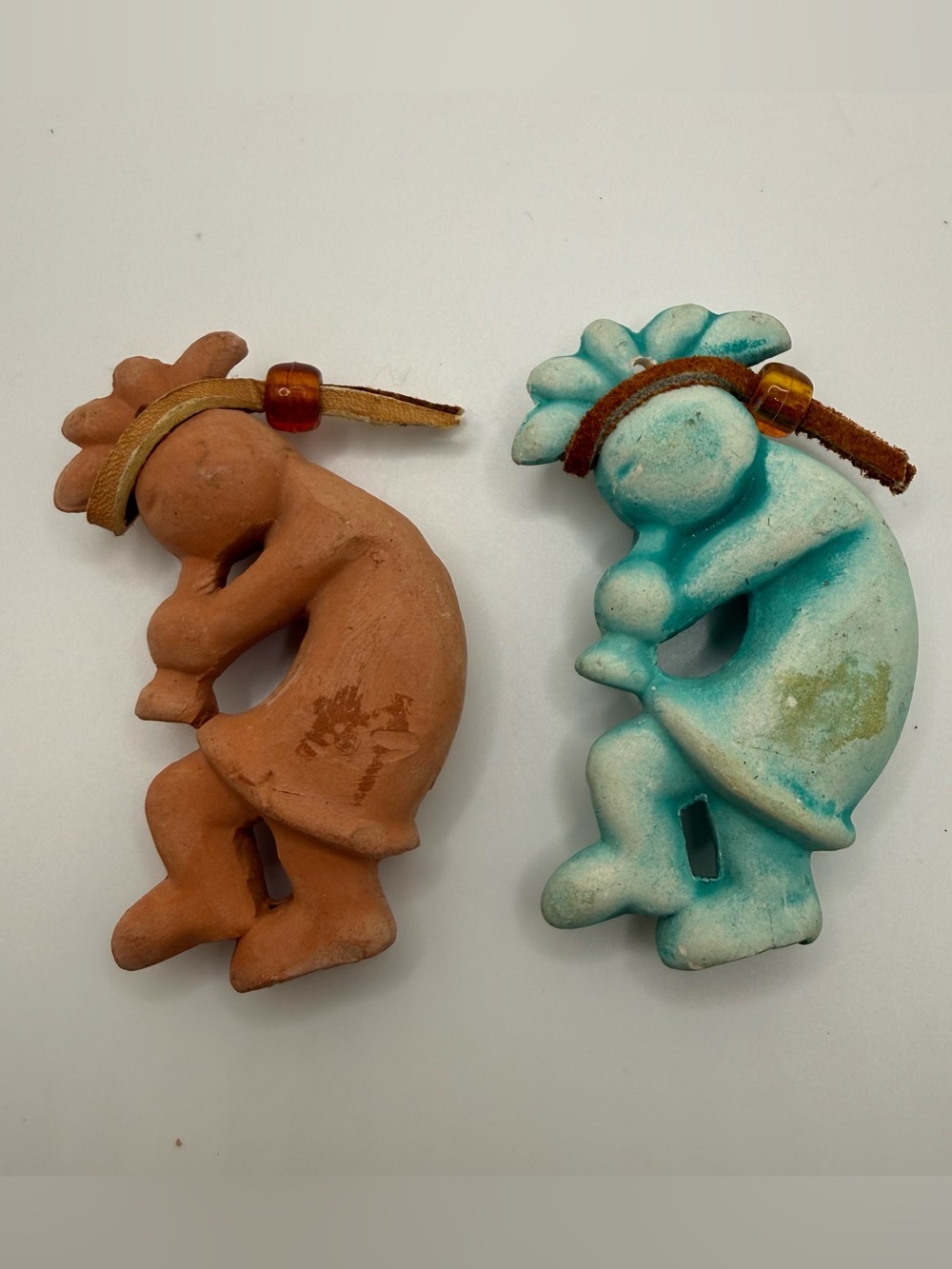 Handmade Kokopelli Clay Charms - Turquoise & Terracotta